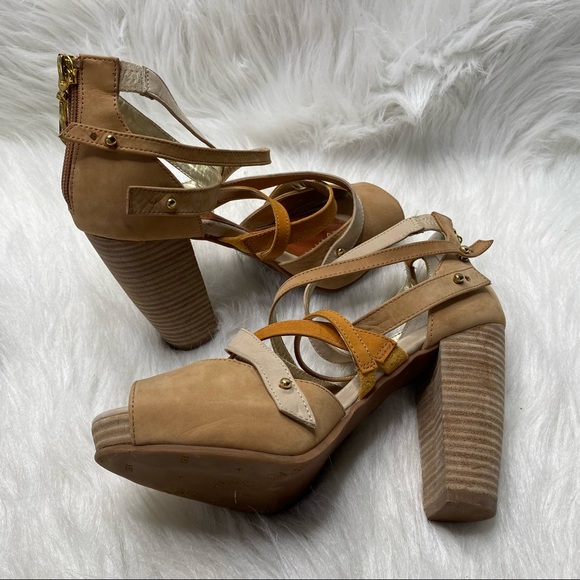 Matt Bernson Special Project Genuine Leather Strappy Stacked Heel Size 6.5 - Picture 6 of 13